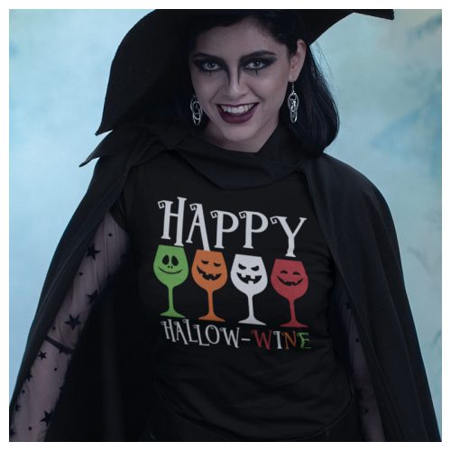 Happy Hallow-Wine - vicces halloweeni női póló